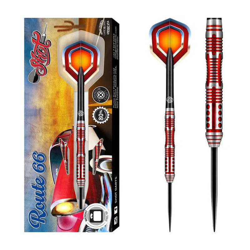 Shot Americana Route 66 80% Tungsten Steel Tip Darts 23 GRAM