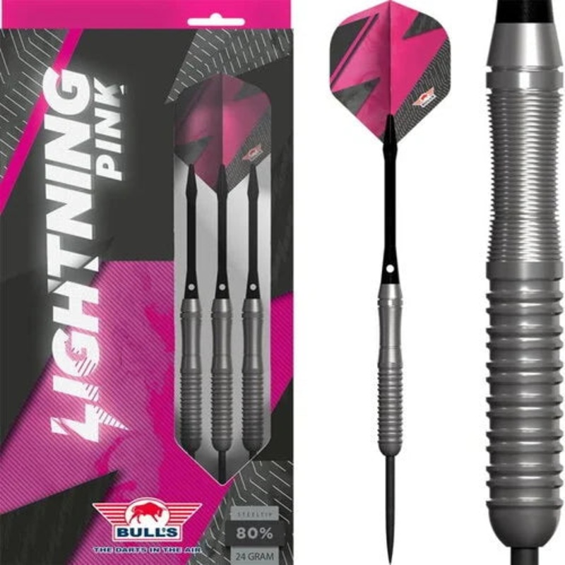 Bull’s NL Lightning Pink 80% Tungsten 22 gram Steel Tip Dart Set