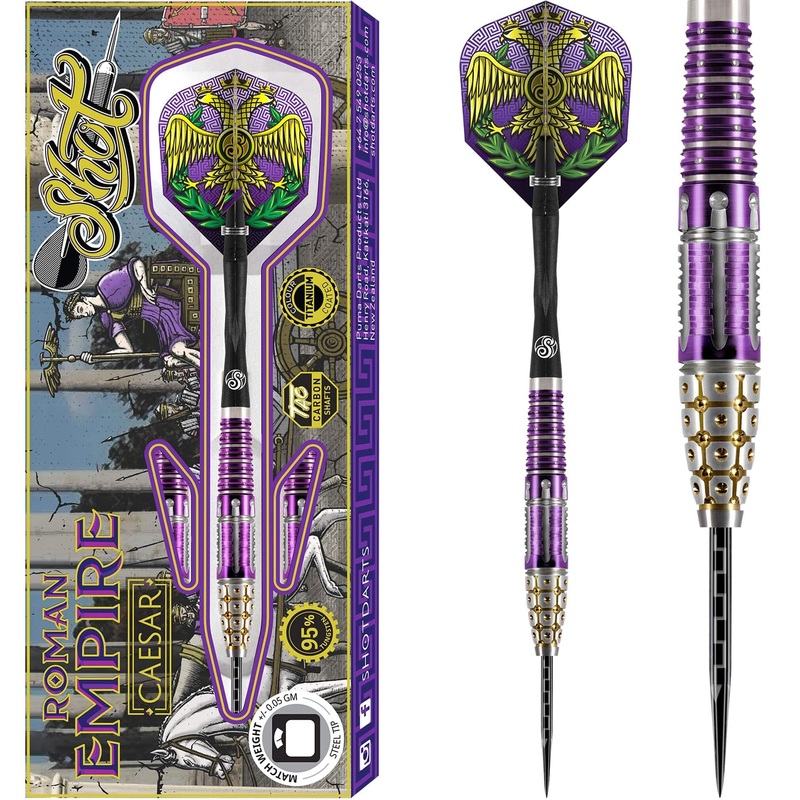 Shot Roman Empire Caesar Darts – Steel Tip – Purple & Gold 23g