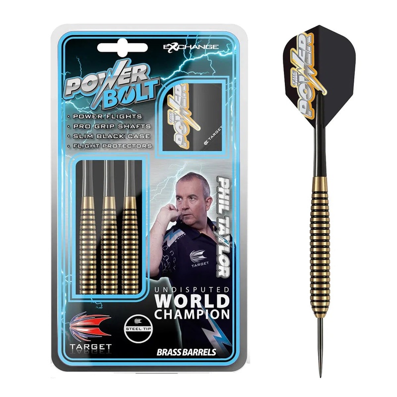 Target Darts Phil Taylor Power Bolt Ringed Brass Steel Tip Darts 24 GRAM