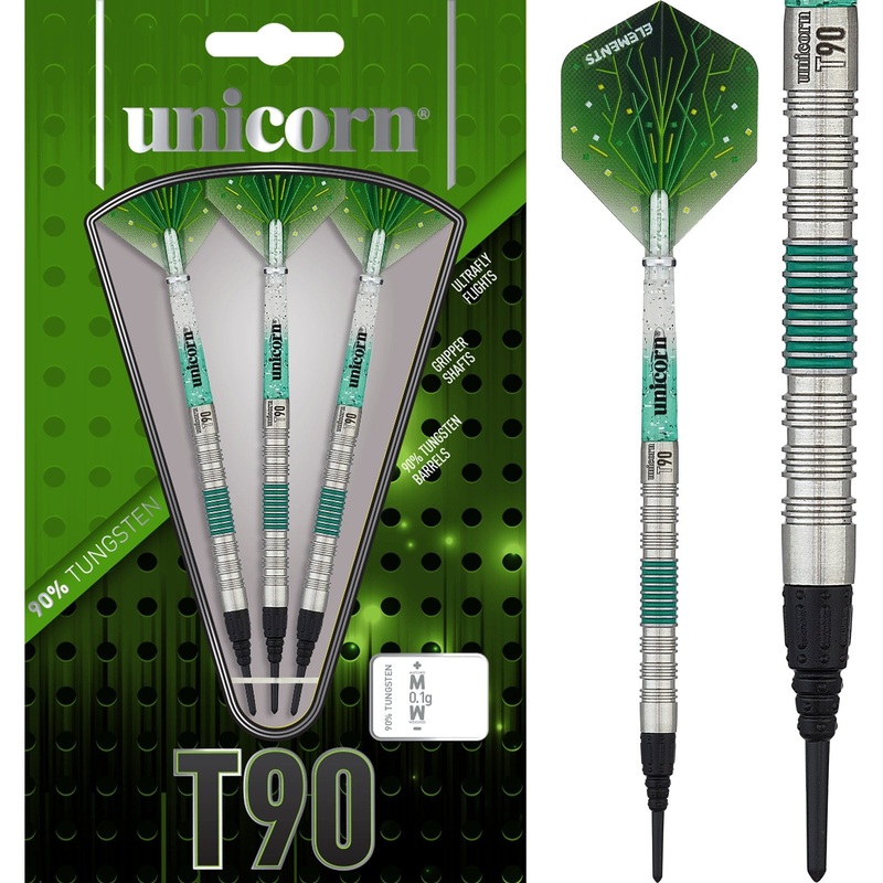 Unicorn T90 Darts – Soft Tip – Core XL – S2 – Green 19g