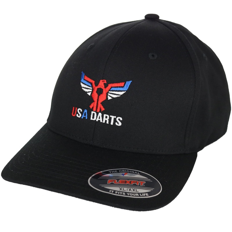 USA Darts Flexfit 6277 Wooly Combed Hat – Black XL/XXL