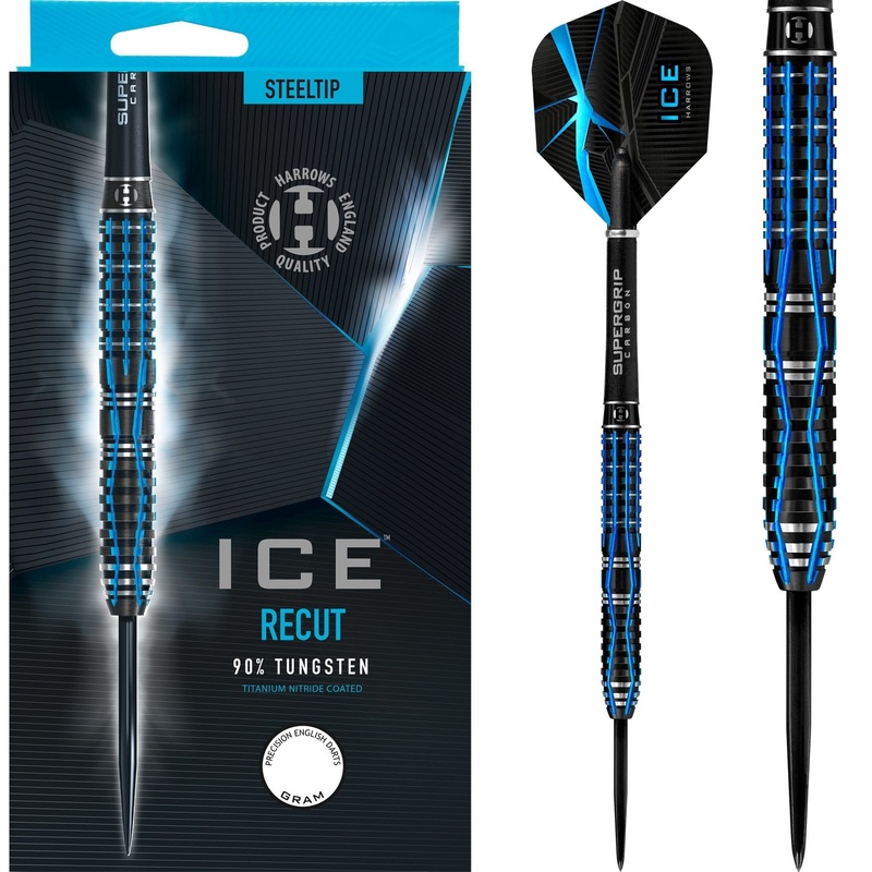 Harrows ICE Recut Darts – Steel Tip – Black & Blue 21g