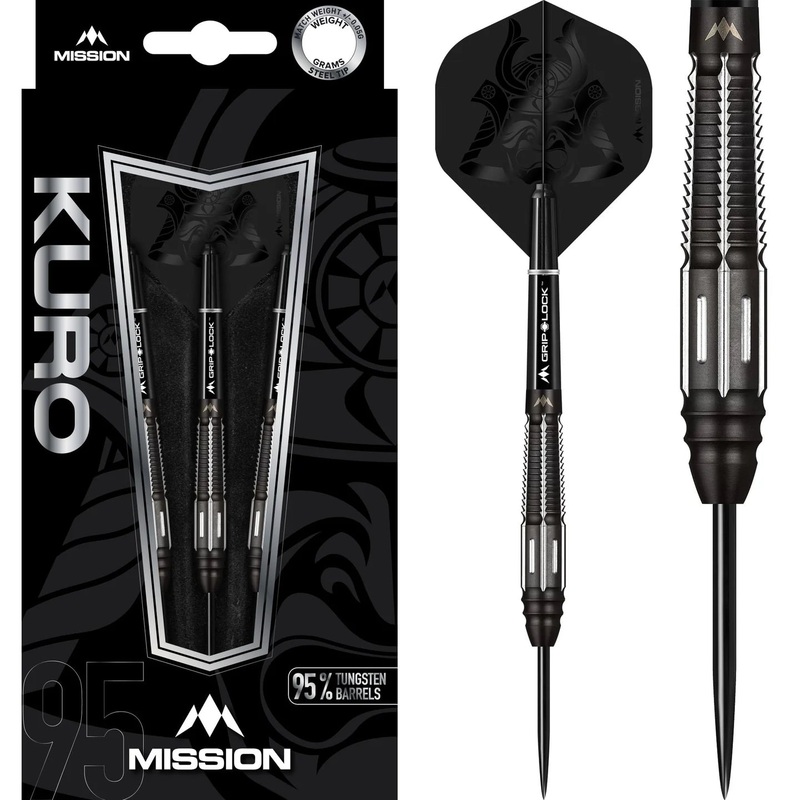 MISSION KURO DARTS – STEEL TIP – M4 – BLACK Rear Taper 23g