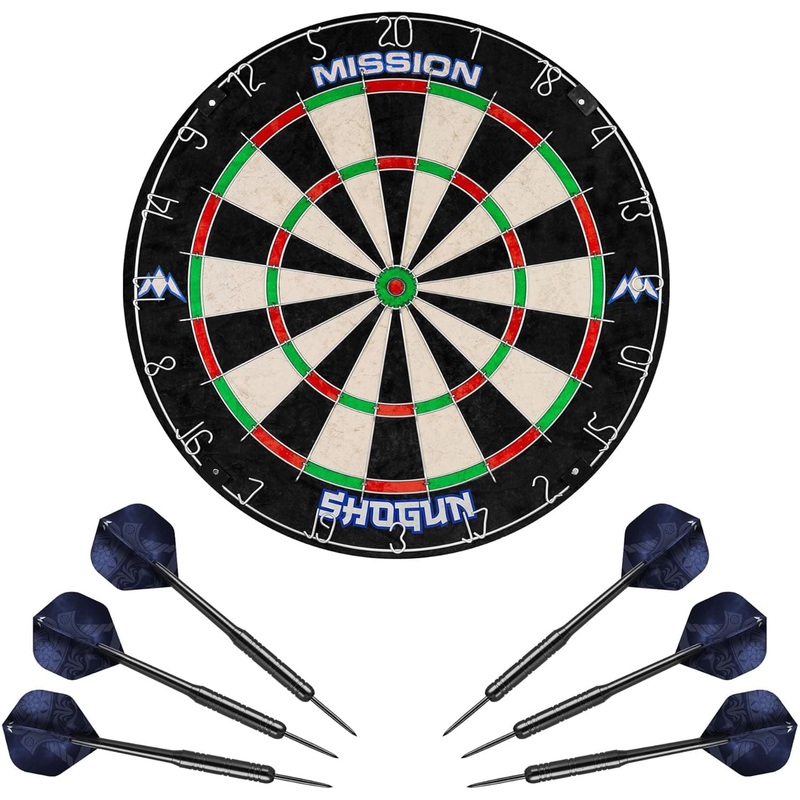 Mission Shogun Dartboard Set – Round Wire Dartboard with 2 sets of darts