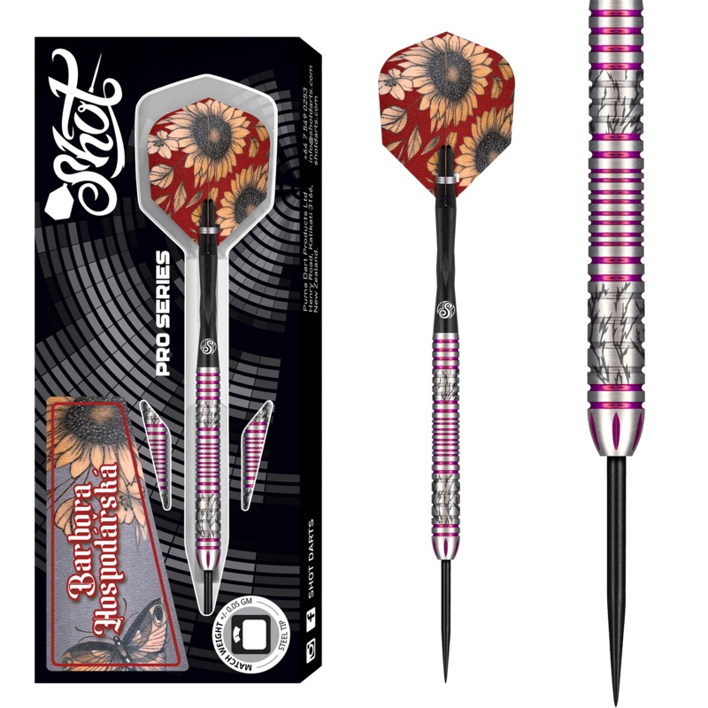Shot Pro Series Darts – Steel Tip – 90% Tungsten – Barbora Hospodrsk 2.0 – 23g