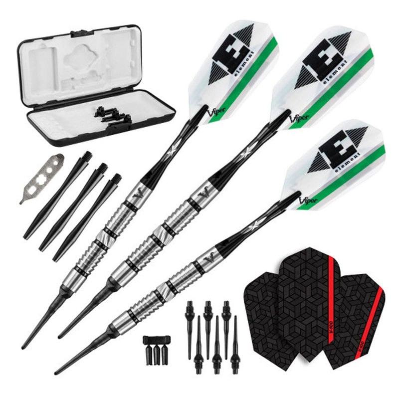 Viper Element Darts – Soft Tip – 90% – inc Extras – E2 – Twin Shark – Black Ring 18g