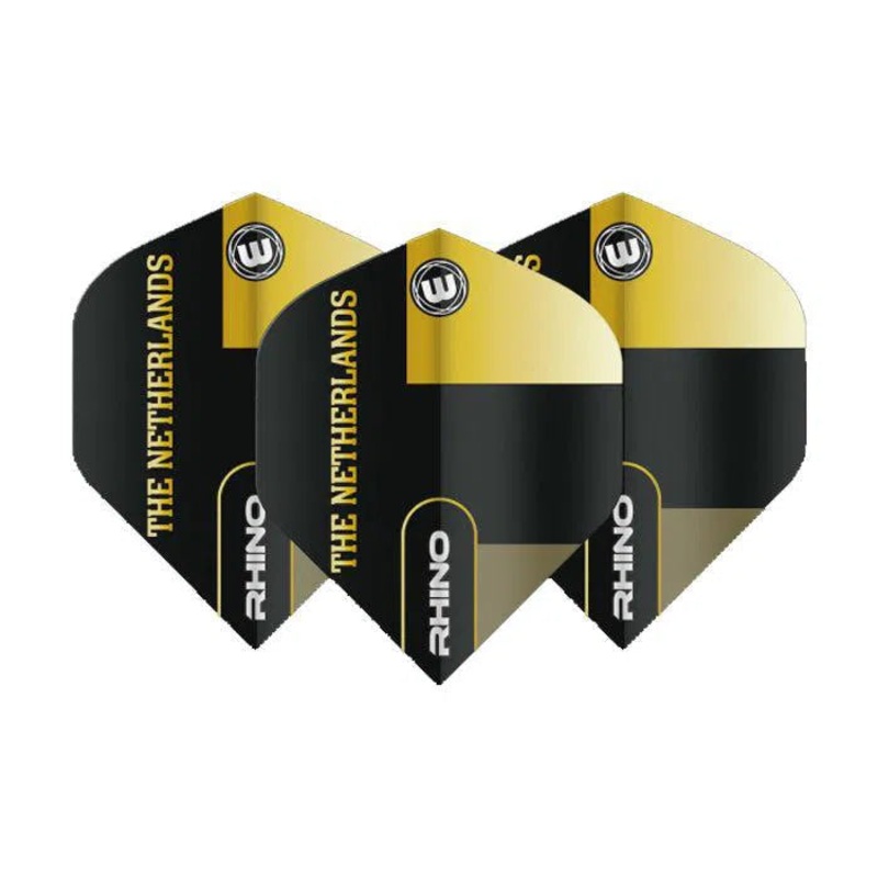 Winmau Rhino Extra Thick Standard “Netherlands” Black & Gold Flights