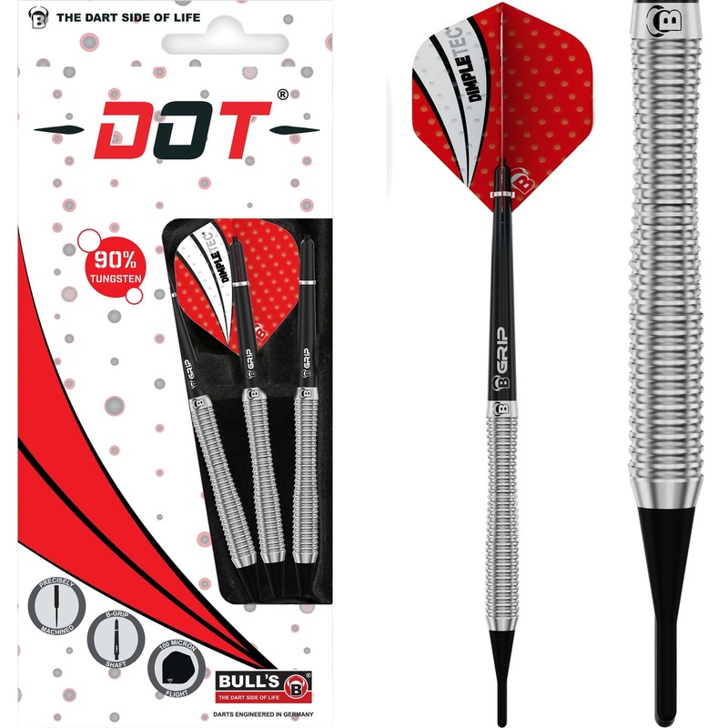 BULL’S Dot D2 Darts – Soft Tip – 90% Tungsten – Full Ring 18g