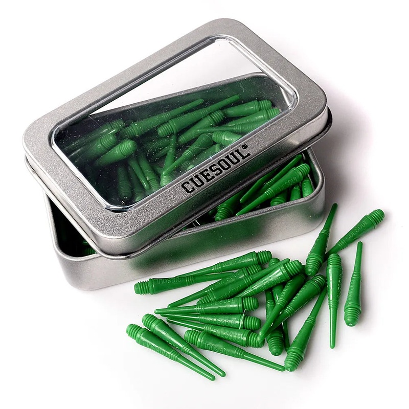 CUESOUL Soft Tip Darts Points 2BA Thread Pack of 100 in Tin – Green