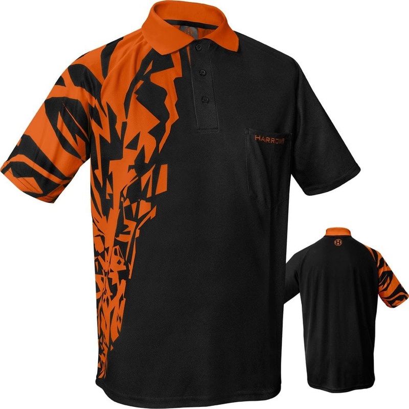 *Harrows Rapide Dart Shirt – with Pocket – Black & Orange 2XL
