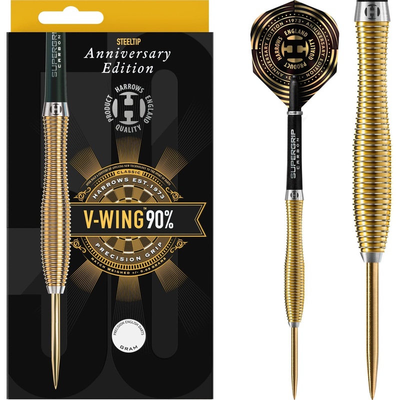 Harrows V Wing Darts – Steel Tip – 90% – Anniversary Edition – Gold Titanium 21g