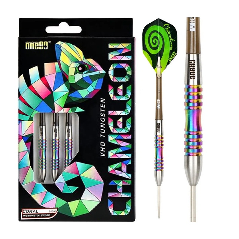 One80 Chameleon Coral 90% Tungsten Steel Tip Darts 22 GRAM