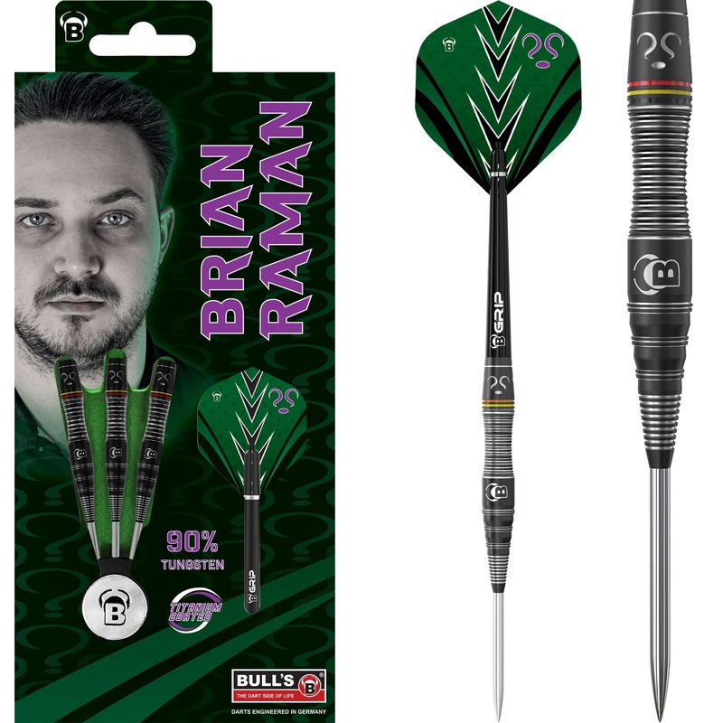 BULL’S Brian Raman Darts – Steel Tip – 90% Tungsten – Black Titanium 22g
