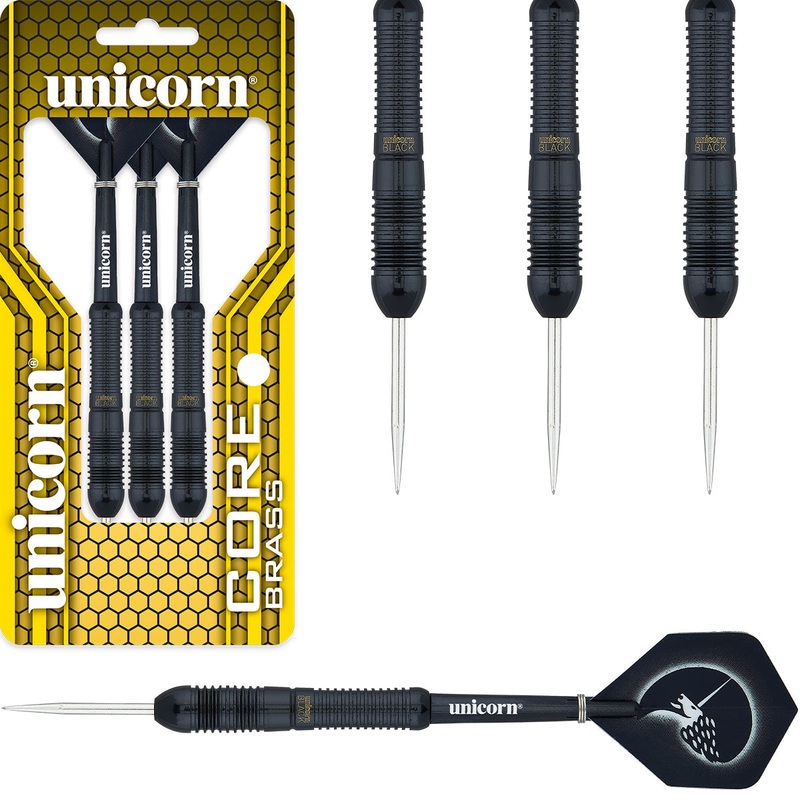 Core Black Brass Style 2 Steel Tip Darts by Unicorn 20 Gram
