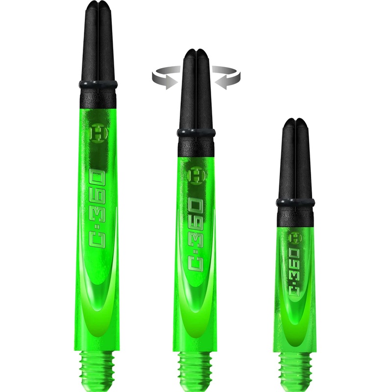 Harrows Carbon 360 Shafts – Polycarbonate Dart Stems with Carbon Top – Green Medium