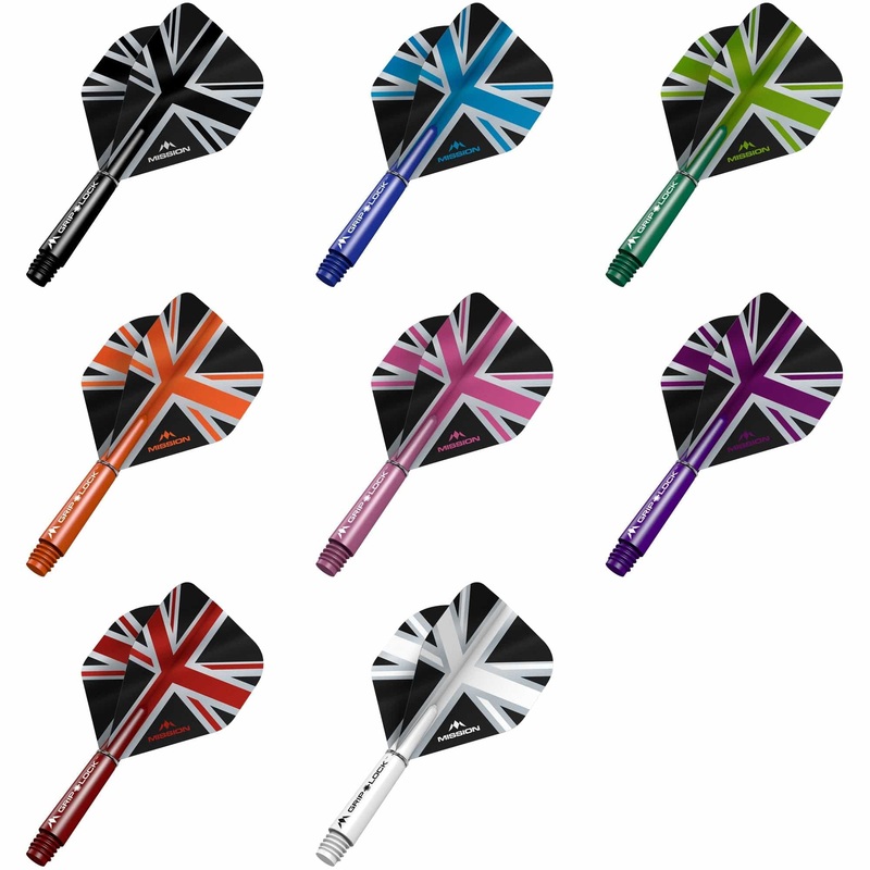 Mission Alliance Black No2 Dart Flights Combo With Griplock Shafts Black Short