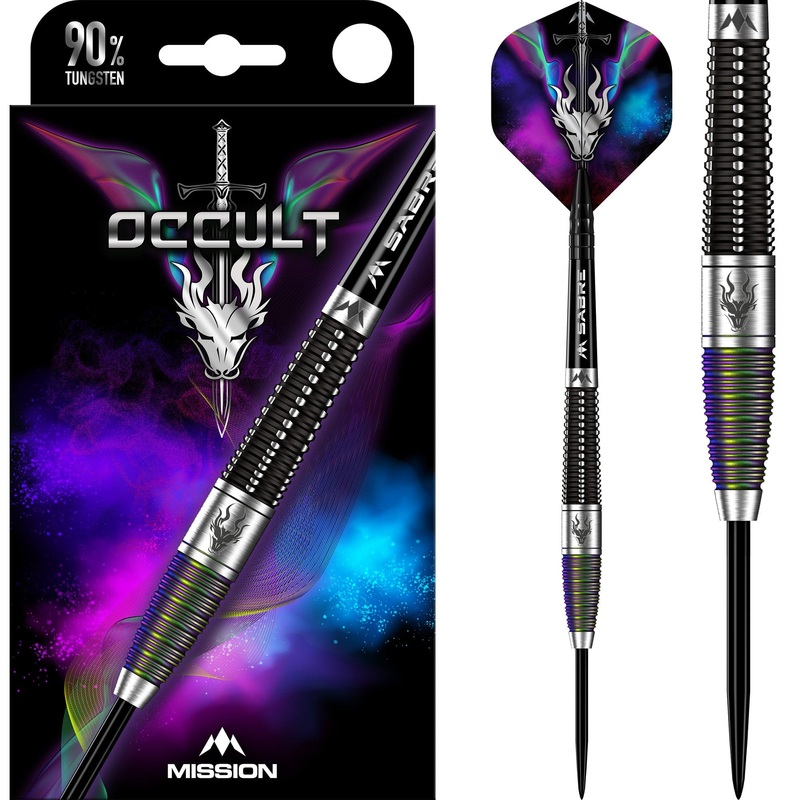 Mission Occult Darts – Steel Tip – 90% – Black & Coral PVD 23g