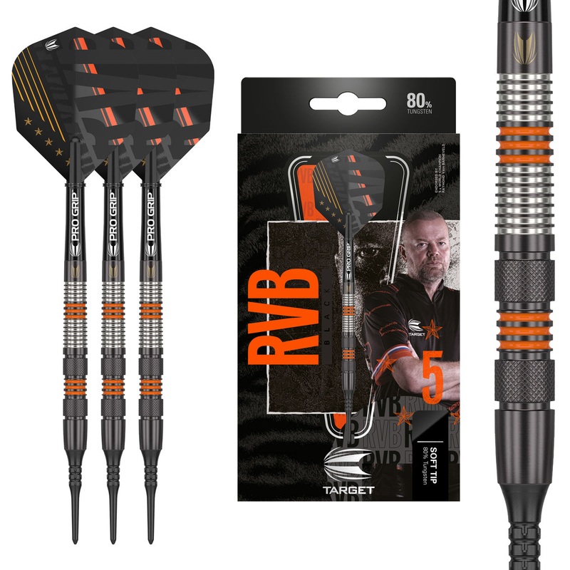 Raymond Van Barneveld RVB 80% Black Soft Tip Darts by Target 18 Gram