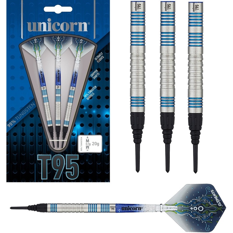 Unicorn T95 Core XL Blue 95% Tungsten Soft Tip Darts 18 Gram