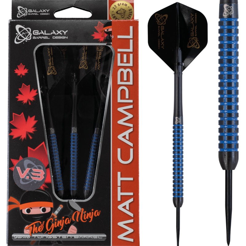 *Galaxy Matt Campbell v3 Darts – Steel Tip – The Ginja Ninja – Blue 22g