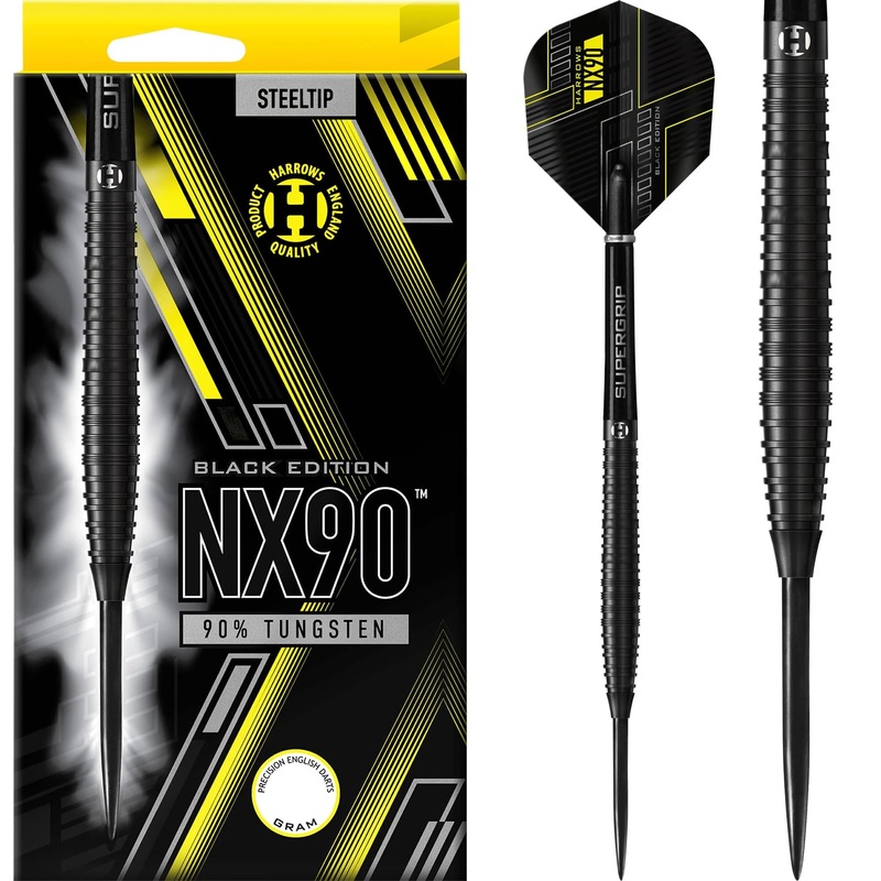 Harrows NX90 Black Darts – Steel Tip – Ringed 21g