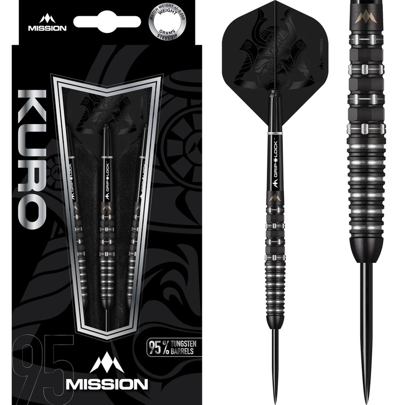 MISSION KURO DARTS – STEEL TIP – M3 – BLACK Rear Iso-Grip 22g