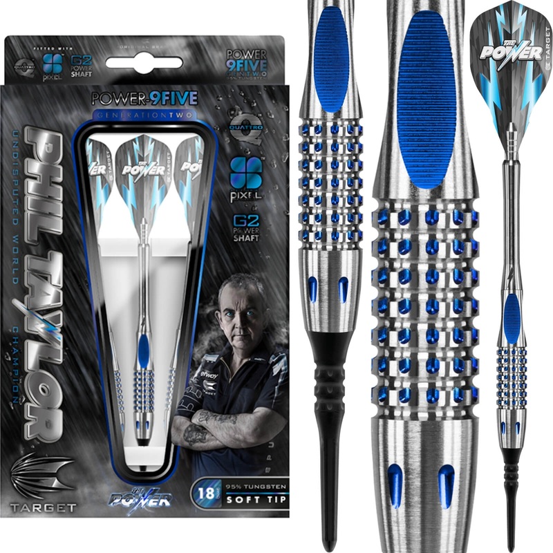 Target – Phil Taylor Power 9FIVE Gen 2 Darts – Soft Tip – 95% Tungsten – 18g