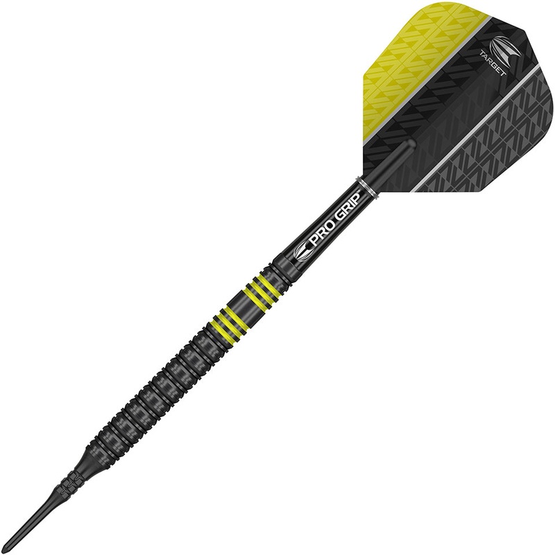 Target Vapor 8 Black Soft Tip Darts – Yellow 19gm