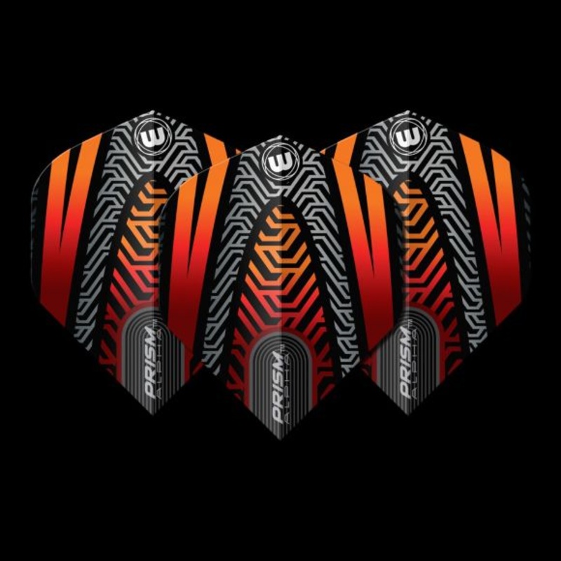 Winmau Prism Alpha Black & Orange Extra Thick Flights Standard 100 Micron Poly metronic extra thick