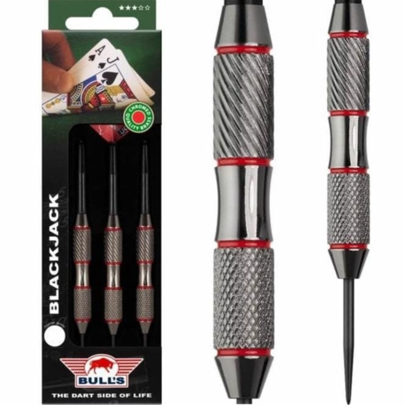 Bulls Black Jack Darts – Steel Tip Chromed Brass – Red 21g