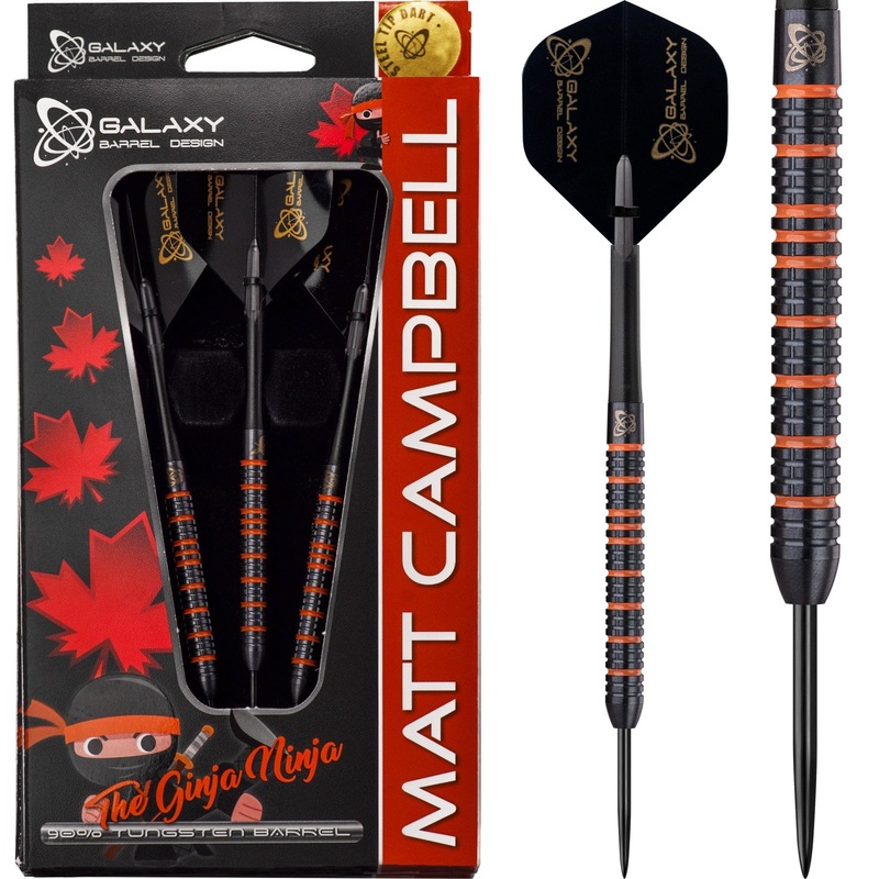 *Galaxy Matt Campbell Darts – Steel Tip – V2 – The Ginja Ninja – Black 22g