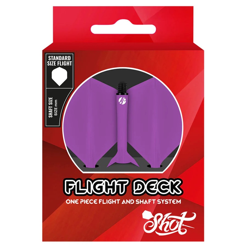 Shot Flight Deck One Piece Dart Flight and Shaft System Purple In-Between