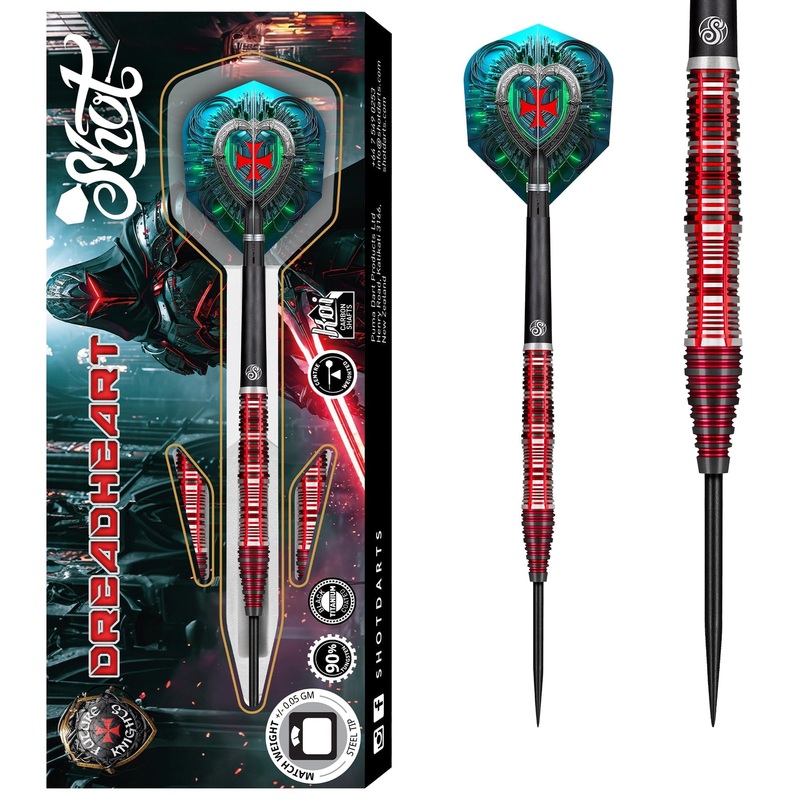 Shot Future Knights Darts – Steel Tip – 90% Tungsten – Dreadheart 23g