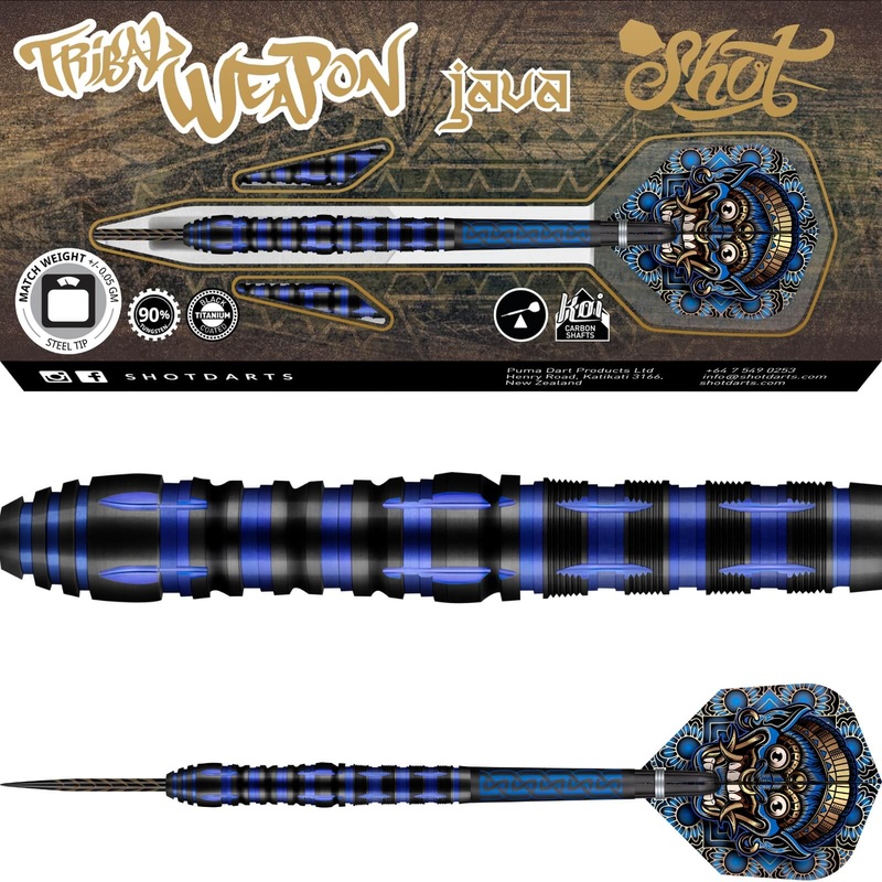 Shot – Tribal Weapon Java Darts – Steel Tip – 90% Tungsten – 23g 24g 25g 26g 23 grams