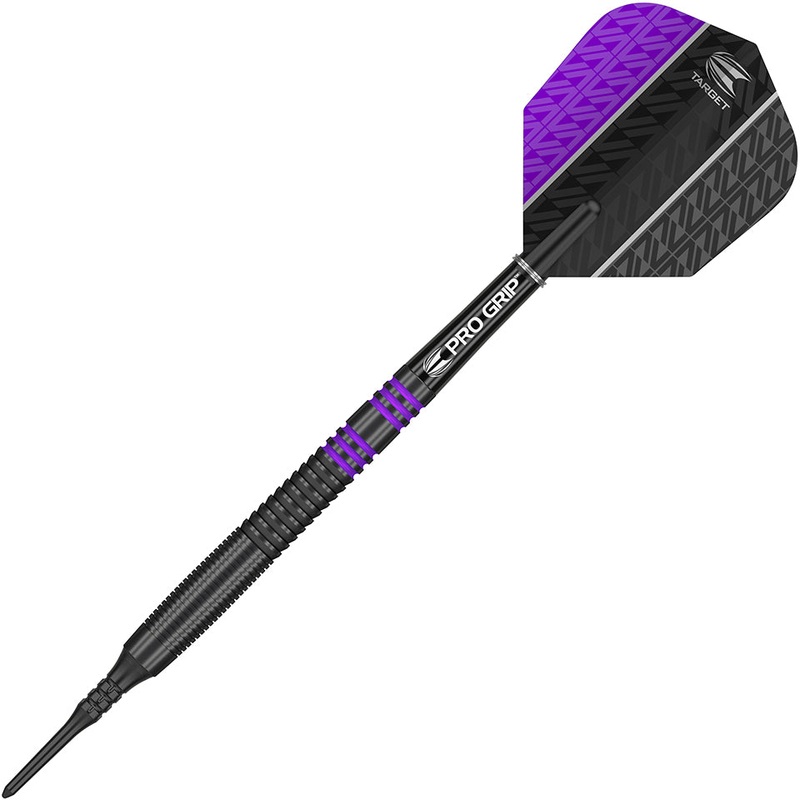 Target Vapor 8 Black Soft Tip Darts – Purple 18gm