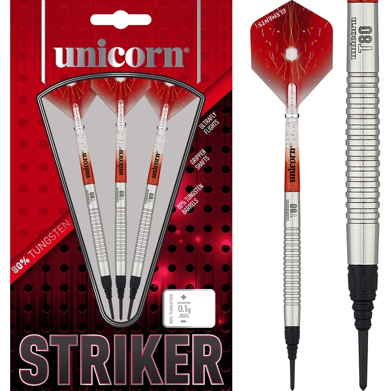 Unicorn T80 Darts – Core XL – Soft Tip – S2 – Striker 20g