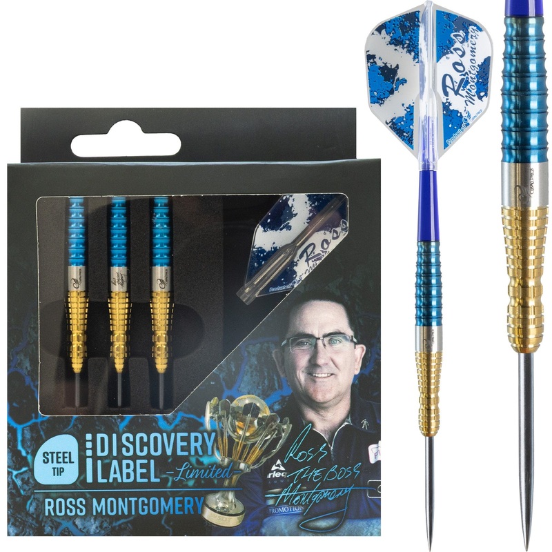 Cosmo Ross Montgomery Darts – Steel Tip – 90% Tungsten – Limited Edition – Blue & Gold – 24g