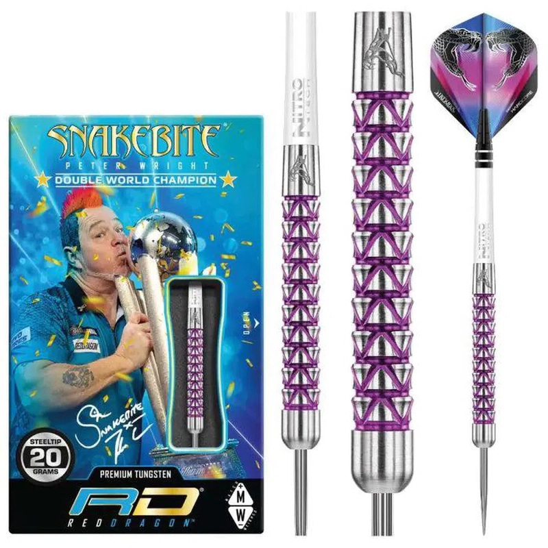 Red Dragon Peter Wright Vyper 90% Tungsten Steel Tip Darts 20 GRAM