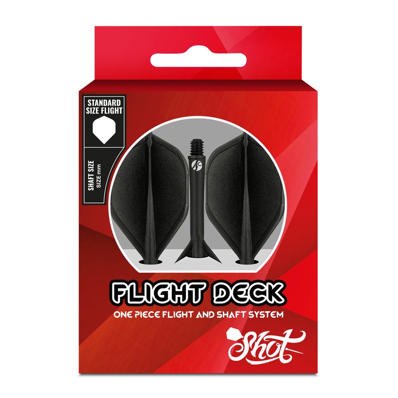 Shot Flight Deck One Piece Dart Flight and Shaft System Black Medium