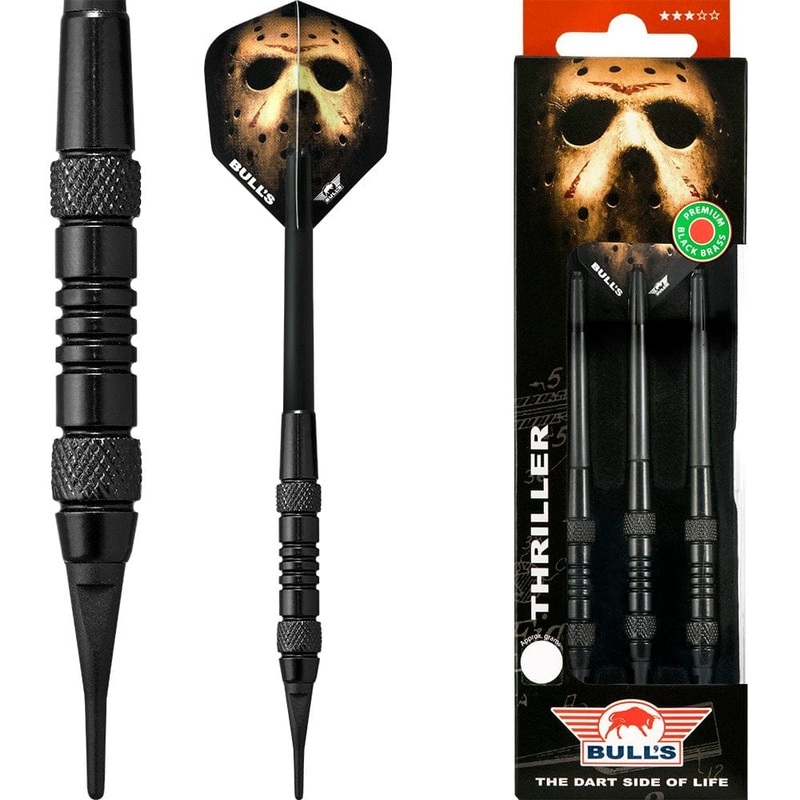 Bulls Thriller Darts – Soft Tip Black Brass – Style B 18g