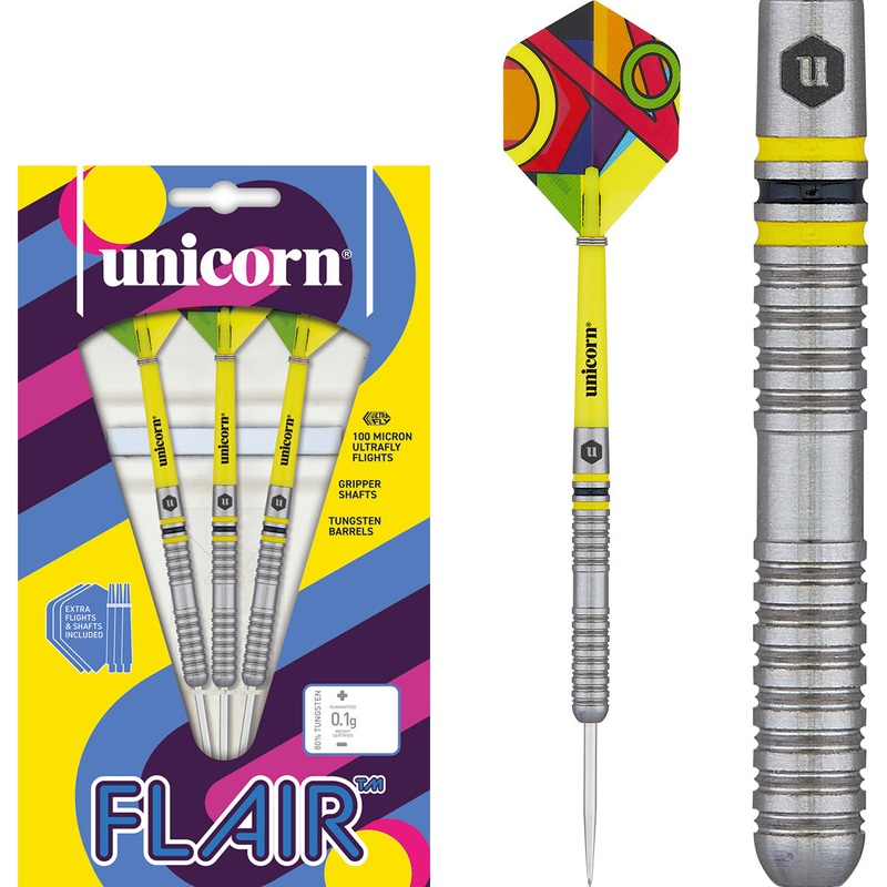 Flair 3 80% Tungsten Steel Tip Darts by Unicorn 22 Gram