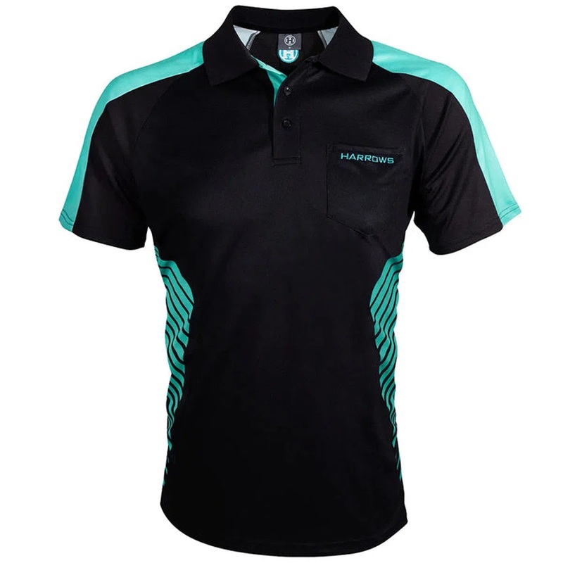 Harrows Darts Vivid Black & Jade Darts Shirt SMALL