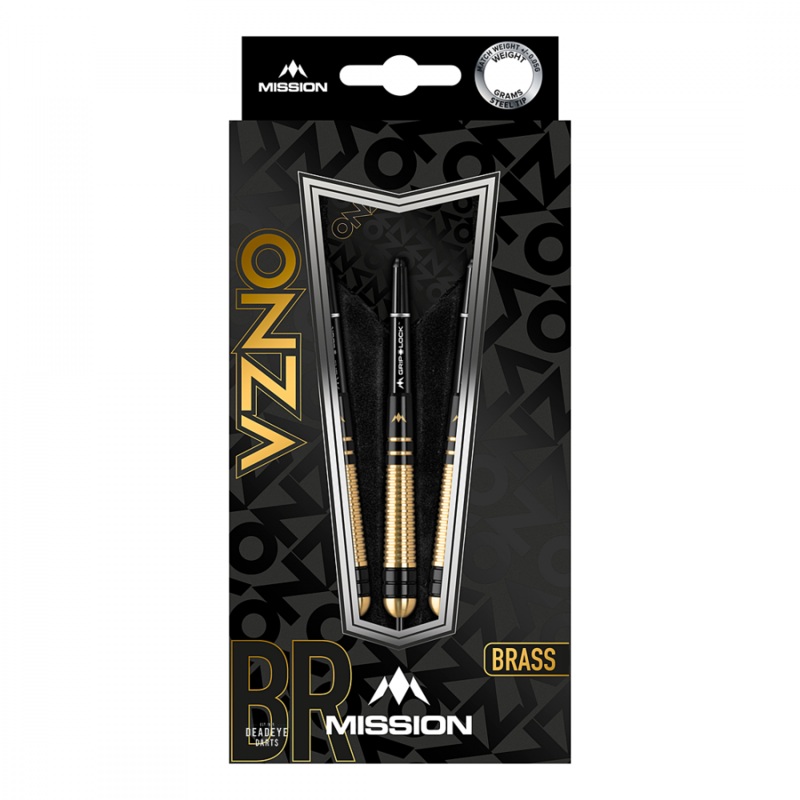 Mission Onza Black & Gold Brass M2 Steel Tip Darts 22 grams