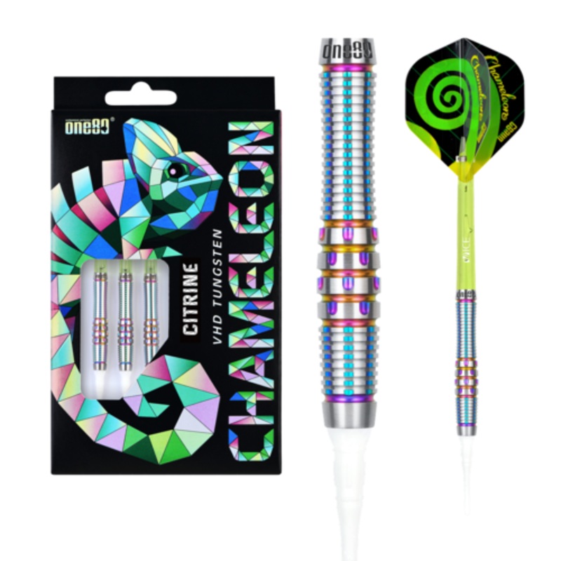 One80 Chameleon Citrine 18 gram 90% Tungsten Soft Tip Dart Set