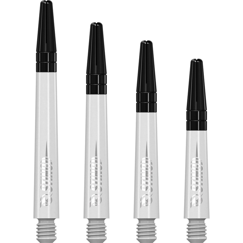 Ruthless Sting Dart Shafts – Polycarbonate – Solid White – Black Top Short