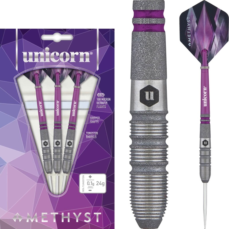 Unicorn – Amethyst Style 3 Darts – Steel Tip – 90% Tungsten – 22g 24g 22 grams