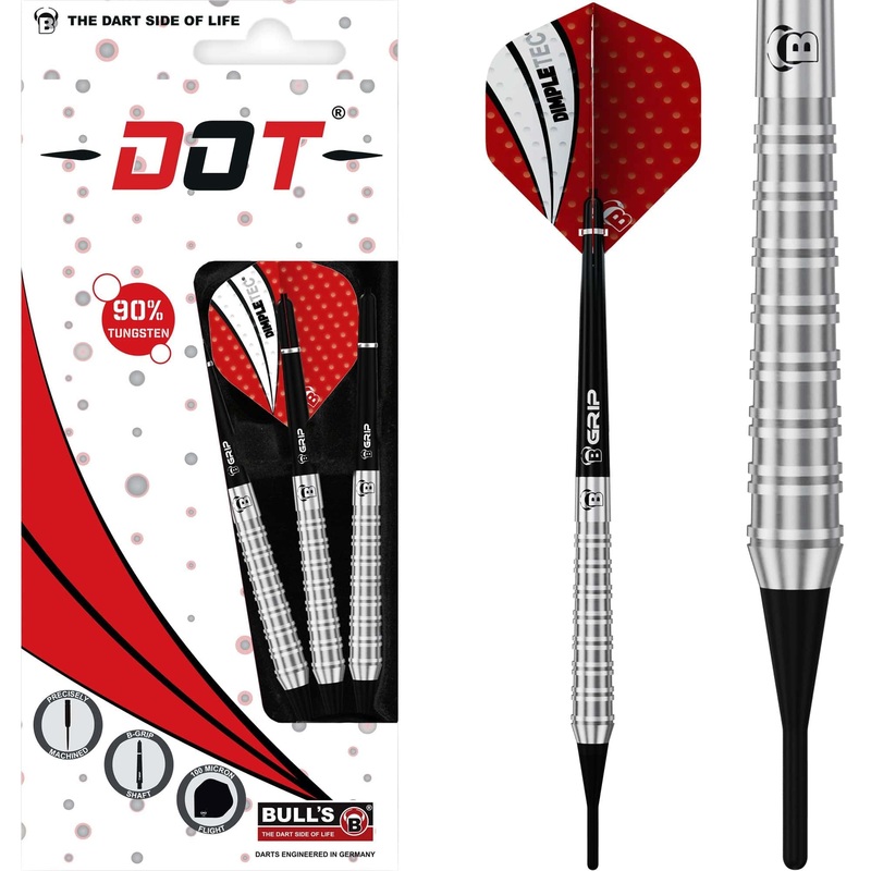 BULL’S Dot D3 Darts – Soft Tip – 90% Tungsten – Twin Ring 18g