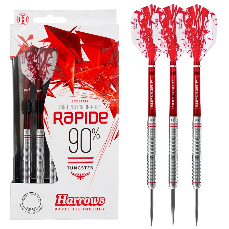 Harrows Rapide 90% Tungsten Steel Tip Darts – Style A – Ringed 21 Gram