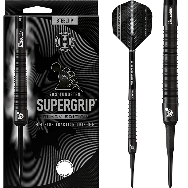 Harrows Supergrip Black Darts – Soft Tip – 18g